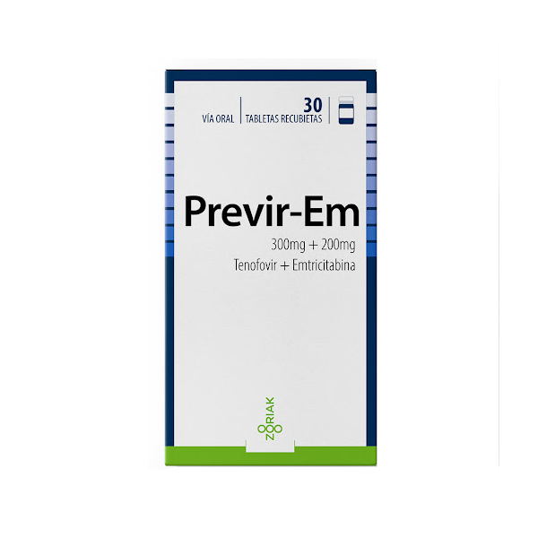 Previr Em Tenofovir+Emtricitabina 300/200Mg X 30 Tabletas Zoriak