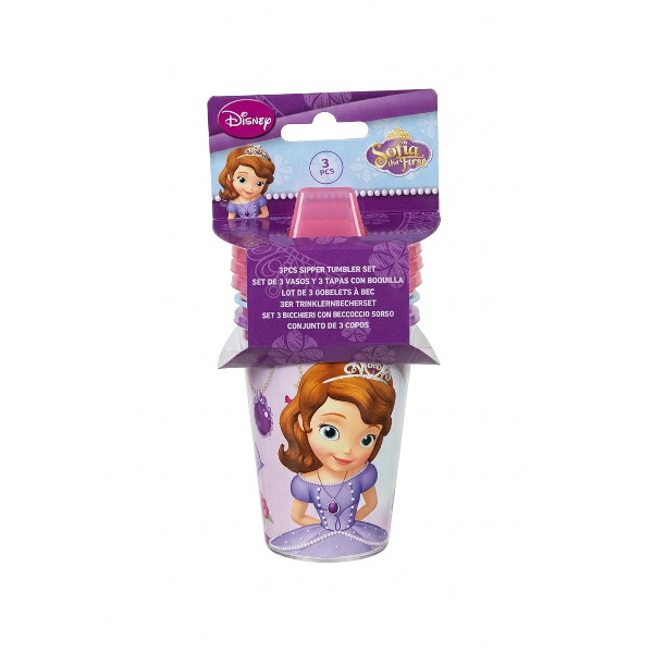 Stor Sofia The First Vaso Con Tapa Y Boquillas X 3 Piezas 53683