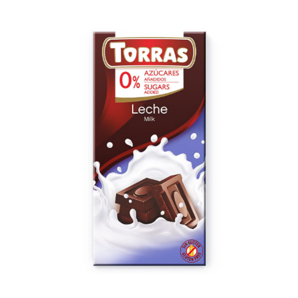 Torras Chocolate Leche Sin Azúcar 75Gr