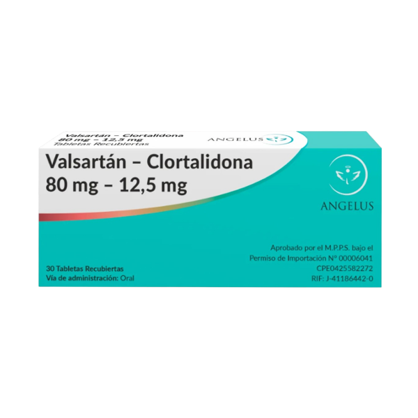 Valsartán + Clortalidona 80Mg /12.5Mg X 30 Tabletas Angelus