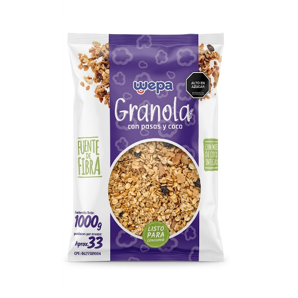 Wepa Granola Con Pasas Y Coco 1000Gr.