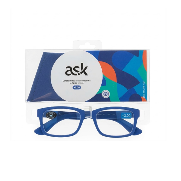 Ask Lente De Lectura Dioptria Azul +3.00