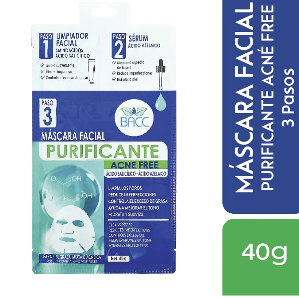 Bacc Mascara Facial Acne Free 3 Pasos