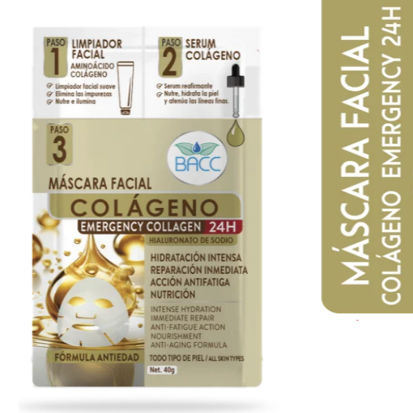 Bacc Mascara Facial Colageno Emergencia 3Pasos