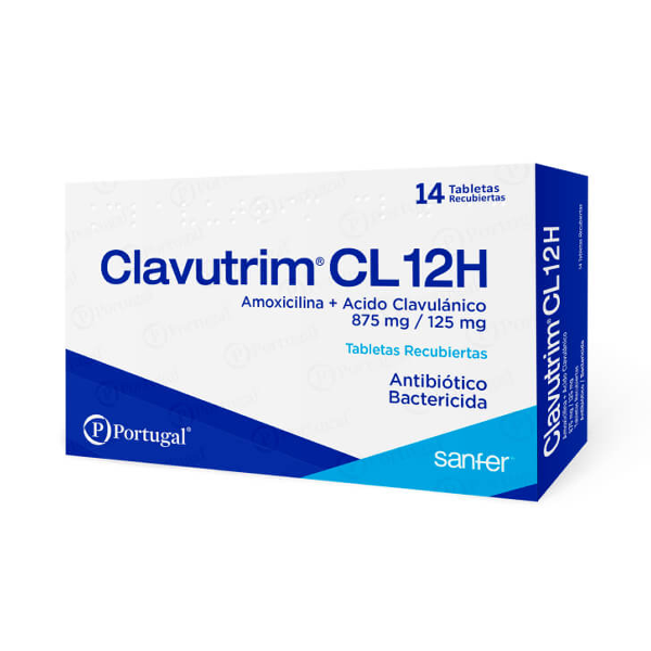 Clavutrim Cl 12H  Ácido Clavulánico+ Amoxicilina  875/125Mg X 14Tabletas Portugal
