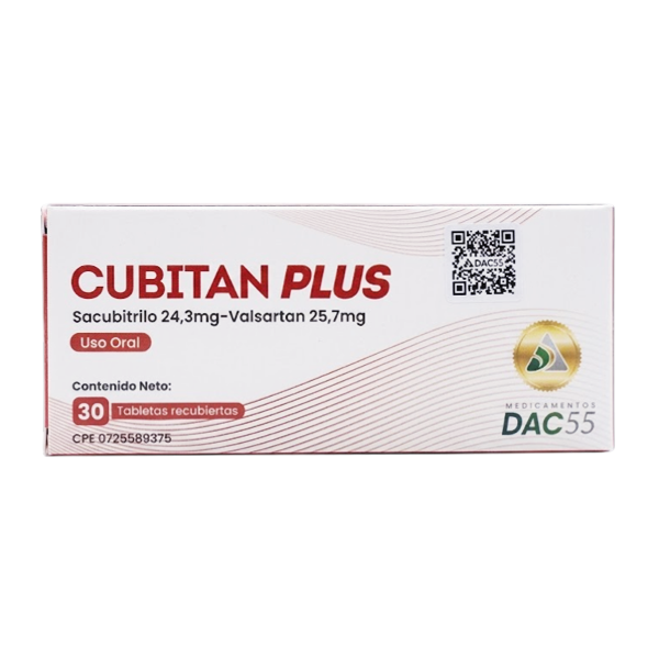 Cubitan Plus Sacubitrilo+Valsartán 24.3Mg/25.7Mg X 30 Tabletas Dac55