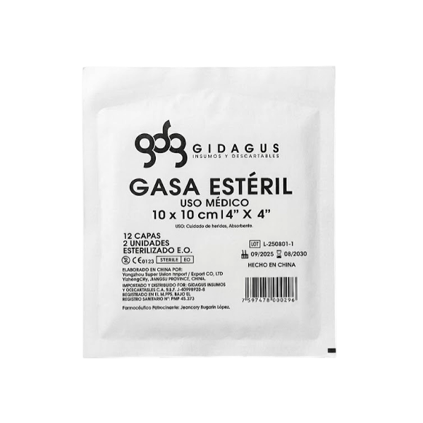 Gasa Esteril (4X4) X 2 Unidades Gidagus