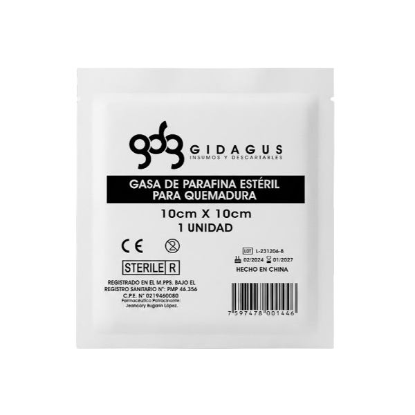 Gasa Parafinada Esteril Para Quemaduras (10X10Cm)Gidagus