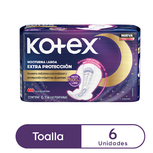 Kotex Toallas Nocturnas Extra Proteccion X 6Und