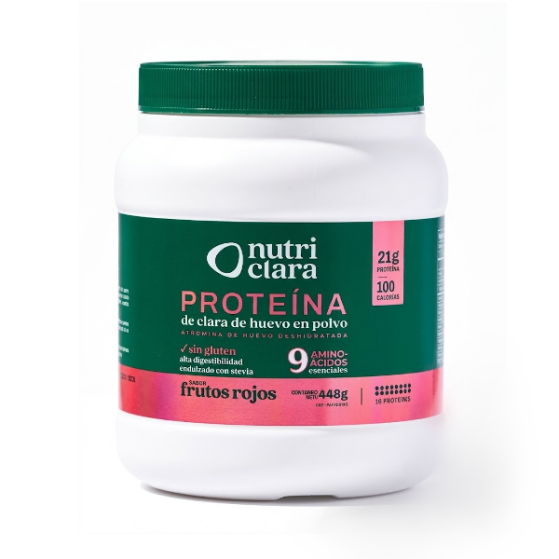 Nutriclara Proteina De Huevo Polvo Sin Gluten Frutos Rojos 448Gr.