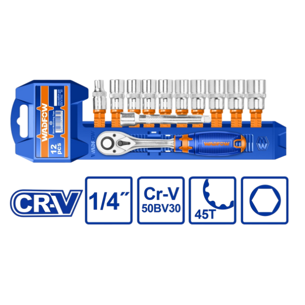 Wadfow Llave Dado Crique 1/4" Con Juego De Dados Uwst4212