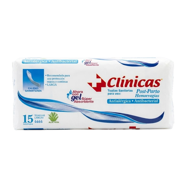 Clinicas Toallas Post Parto X 15 Unidades