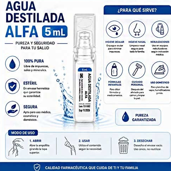 Agua Esteril Ampolla 5Ml Alfa - Imagen 3