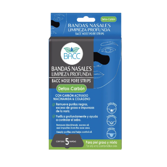 Bacc Bandas Nasales Detox - Carbon 5 Piezas