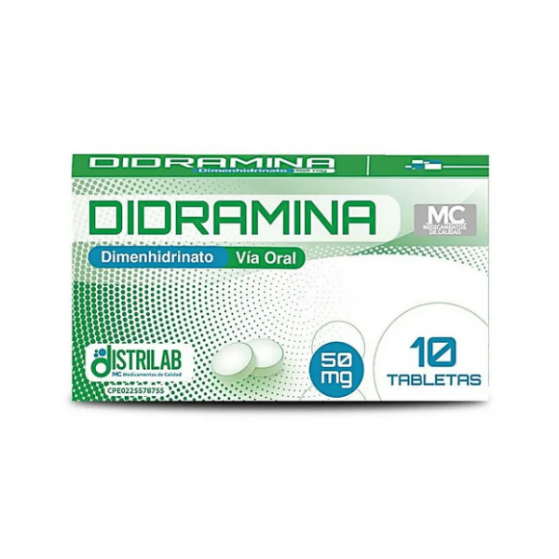 Didramina-Dimenhidrinato 50Mg X 10 Tabletas Distrilab