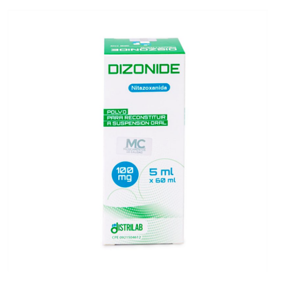 Dizonide-Nitazoxanida Suspension En Polvo. 100Mg/5Ml X 60Ml .Distrilab