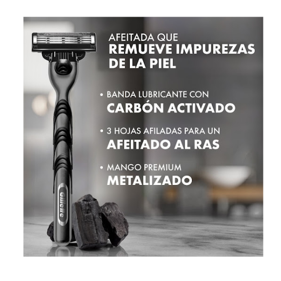 Gillette Mach3 Carbono Cartucho 3Hojillas X 2 Unidades - Imagen 3