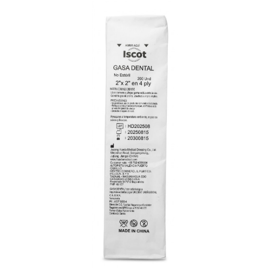 Gasa Dental No Esteril 2"X2"/200 Und Iscot