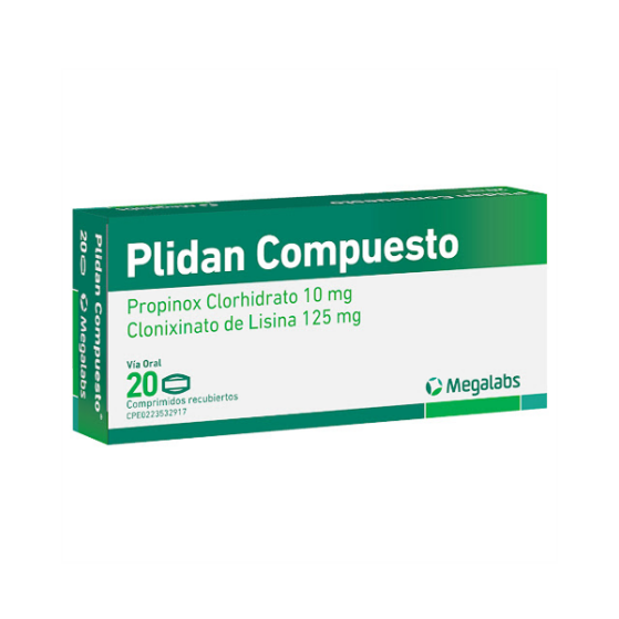 Plidan Compuesto Clonixinato De Lisina+Propinoxato Clorhidrato 10Mg/125Mg X 20 Comprimidos Roemmers