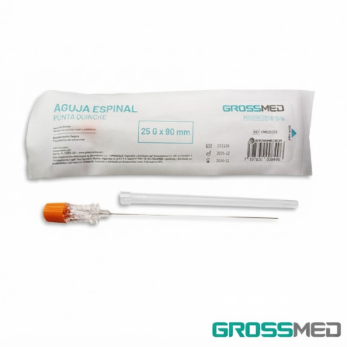 Aguja Espinal G-25 X 90Mm.Punta Quincke.Grossmed