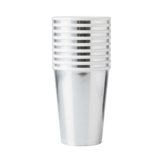 Glitter Set.10-Vasos Desechables Dorado/Plateado 39115