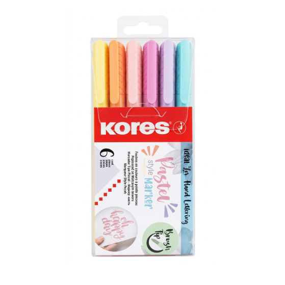 Kores Marcador Pastel Punta Pincel X6 Unidades. 21462