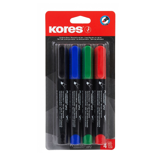 Kores Marcadores Permanente Colores Surtidos P2 M X 4 Unidades 20942