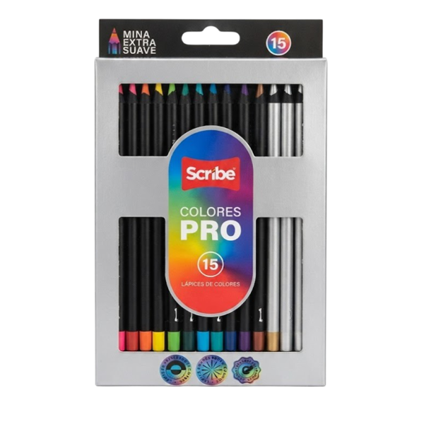 Scribe Lapices De Colores Pro X 15 Unididades