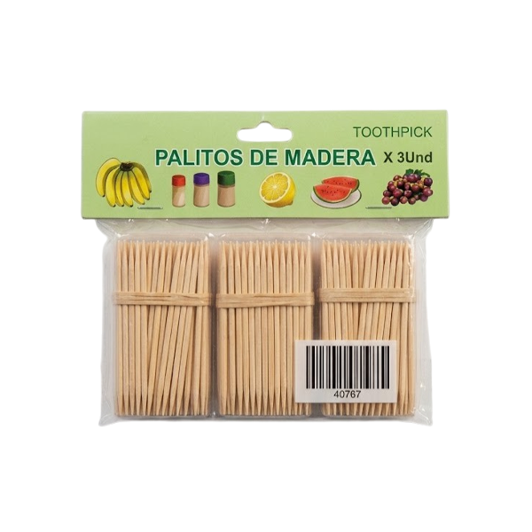 Toothpick Palitos De Madera X 3 Unidades 40767