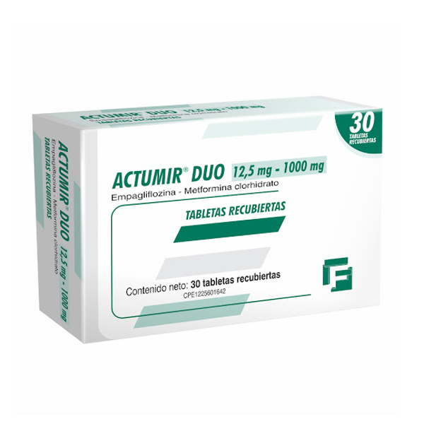 Actumir Duo Empagliflozina+Metformina 12.5Mg/1000Mg X 30 Tabletas Farma