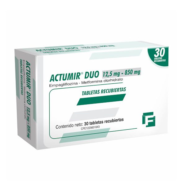 Actumir Duo Empagliflozina+Metformina 12.5Mg/850Mg X 30 Tabletas Farma