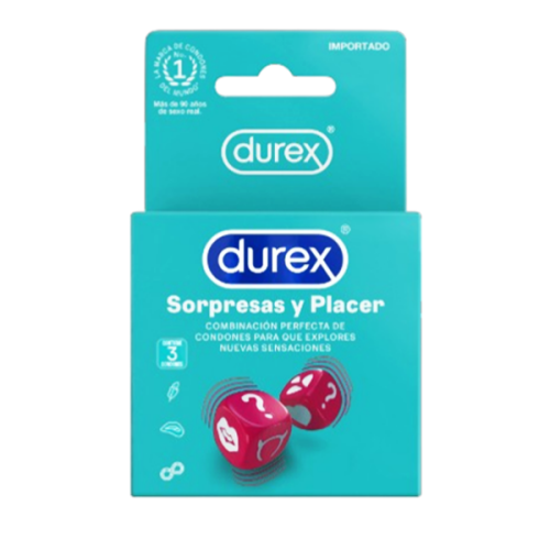 Durex Preservativo Sorpresas Y Placer X 3 Unidades