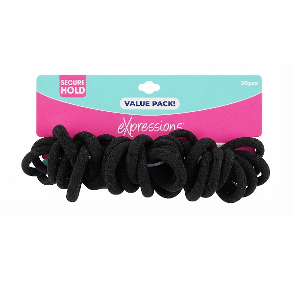 Expressions Set.30 Piezas Cola Para Cabello Negra Ex2039/30K