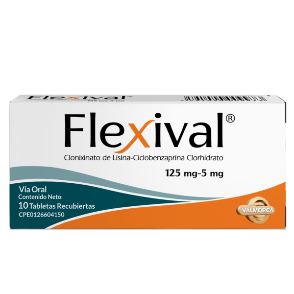 Flexival Ciclobenzaprina+Clonixinato De Lisina 125Mg-5Mg X 10 Tabletas Valmorca