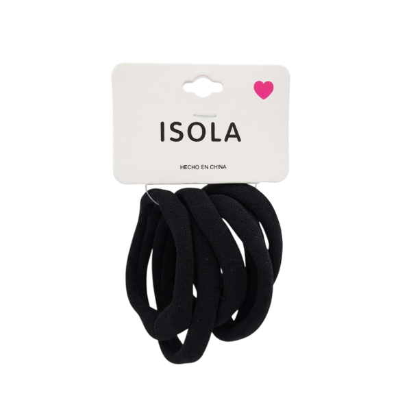 Isola Set 6 Piezas Colas Para Cabello Negra/Elasticas 40004