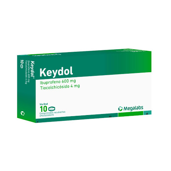 Keydol Ibuprofeno+Tiocolchicósido 600Mg/4Mg X 10 Comprimidos Megalabs - Imagen 3
