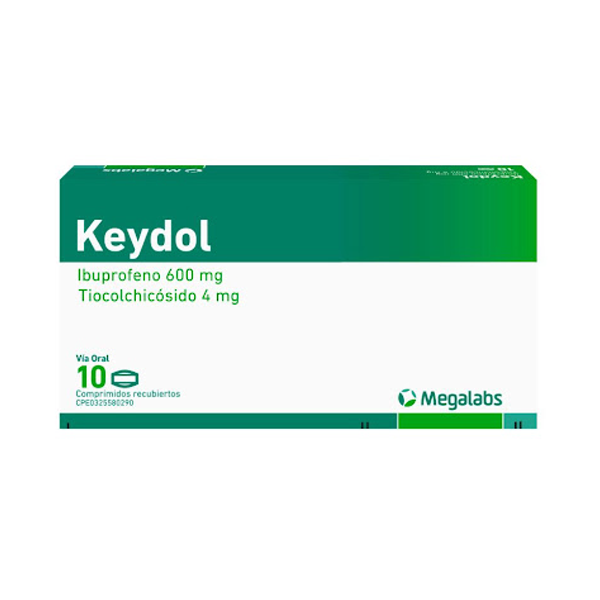Keydol Ibuprofeno+Tiocolchicósido 600Mg/4Mg X 10 Comprimidos Megalabs