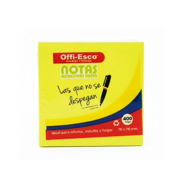 Offi-Esco Notas Adhesivas Neon 400 Hojas 5Color Oe-376