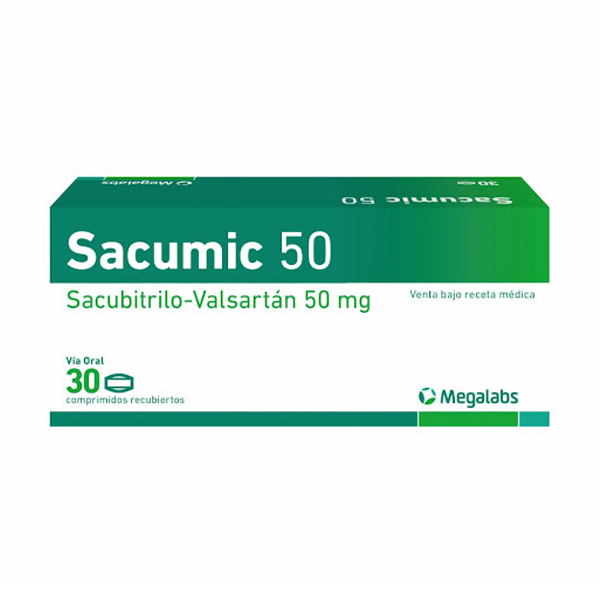 Sacumic 50 Sacubitrilo+ Valsartán 24.3Mg/25.7Mg X 30 Comprimidos Megalabs