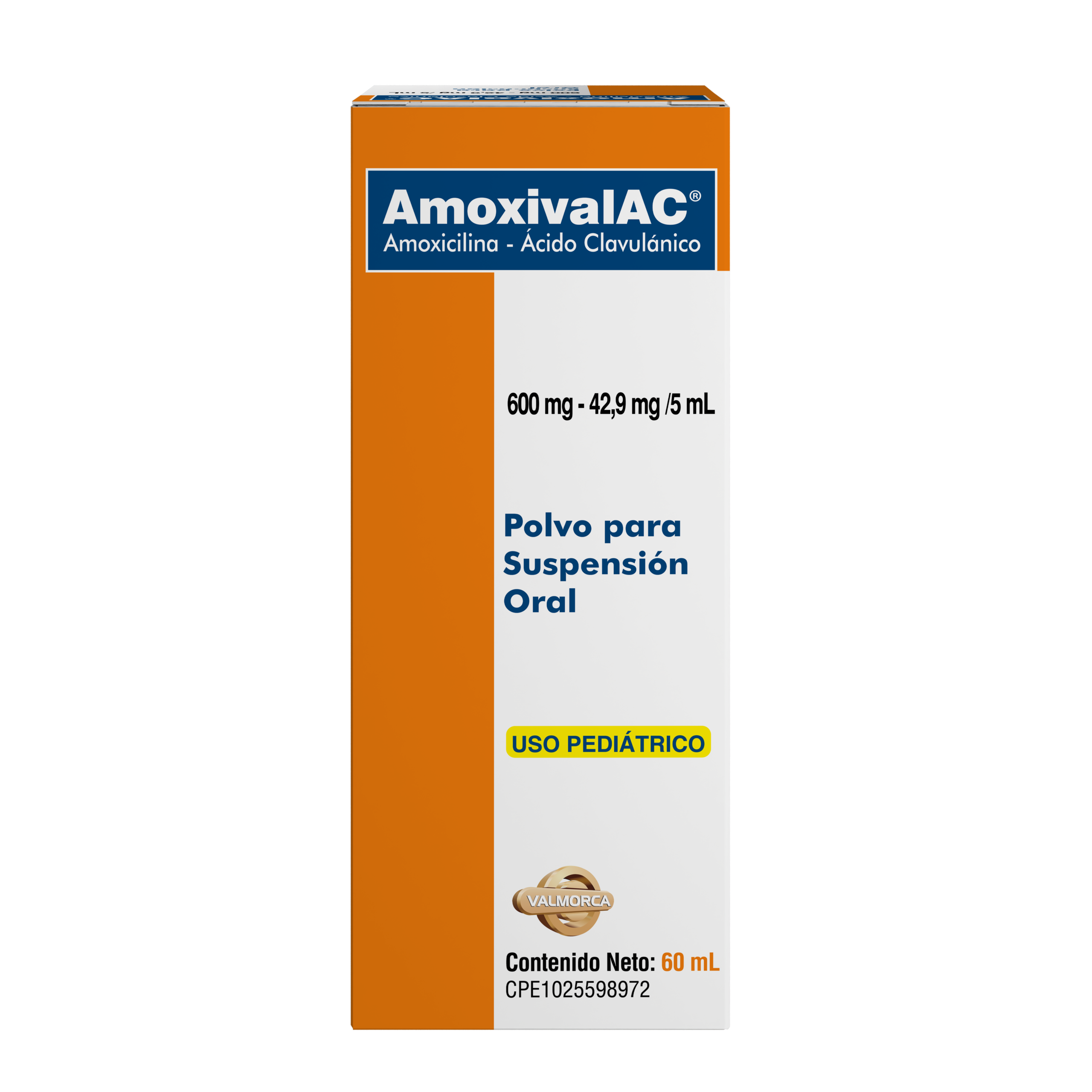 Amoxival Ac Amoxicilina +Ácido Clavulánico Suspensión Polvo 600Mg/5Ml X 60Ml Valmorca