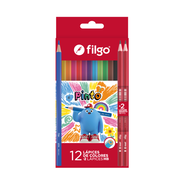 Filgo Lapices De Colores X 12 Unidades+2Lapices Hb Pn201-E12-Sur2Hb