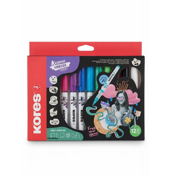 Kores Marcadores Acrilicos Multisurfaces X 12 Unidades