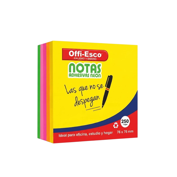 Offi-Esco Notas Adhesivas Neon 250 Hojas 5 Color Oe-374