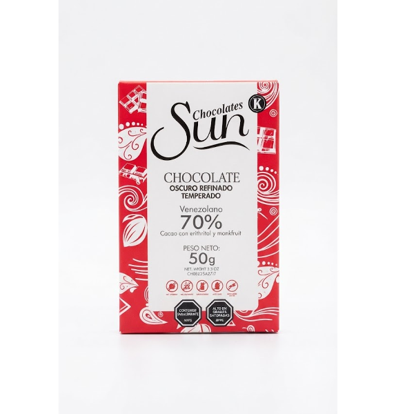 Sun Chocolate Keto Oscuro Erithritol Sin Azucar 50Gr.