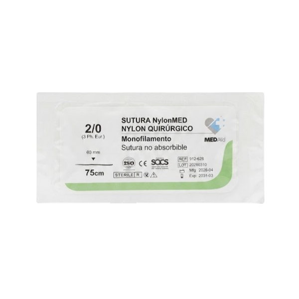 Sutura Nylon 2-0 A /Recta 75Cm/60Mm Cortante Medaid