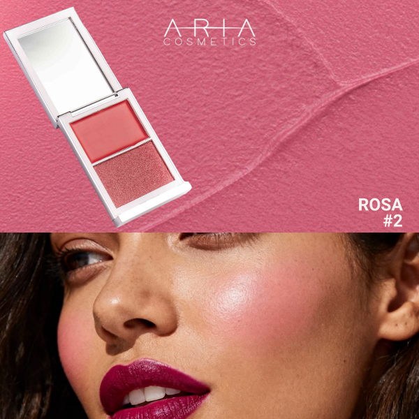 Aria Cosmetics Paleta De Rubor Crema +Rubor Polvo Tono 02 Rosa 9.5Gr - Imagen 2