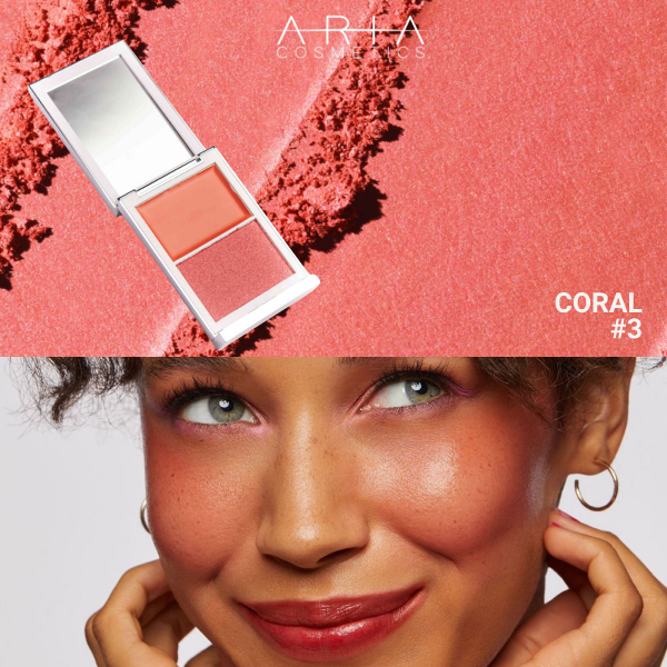 Aria Cosmetics Paleta De Rubor Crema +Rubor Polvo Tono 03 Coral 9.5Gr - Imagen 2